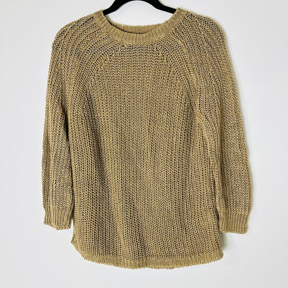 J.Crew Relaxed-fit linen beach sweater in Light Walnut Small - Picture 2 of 9